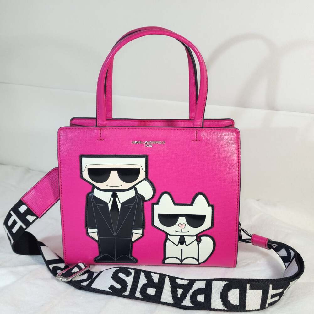 Karl Lagerfeld Paris Maybelle Choupette Satchel Fuchsia Crossbody  Bag NWOT+ Dus - Picture 9 of 10